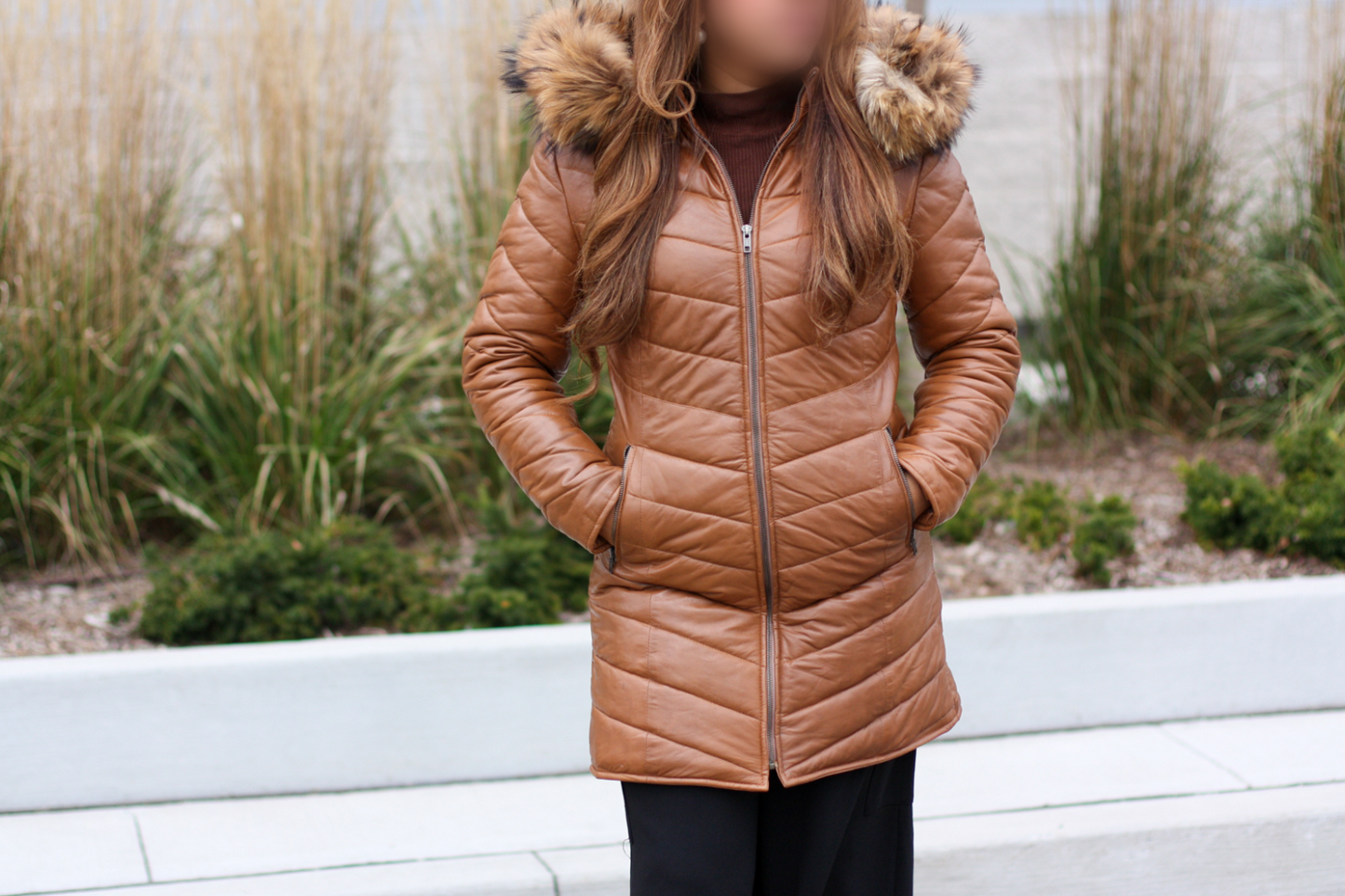 The Winter Puffer - tan/cognac coat