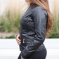 Nancy Collar - Womens Black Diamond Stitch Leather Jacket