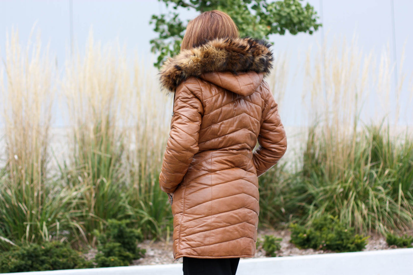 The Winter Puffer - tan/cognac coat