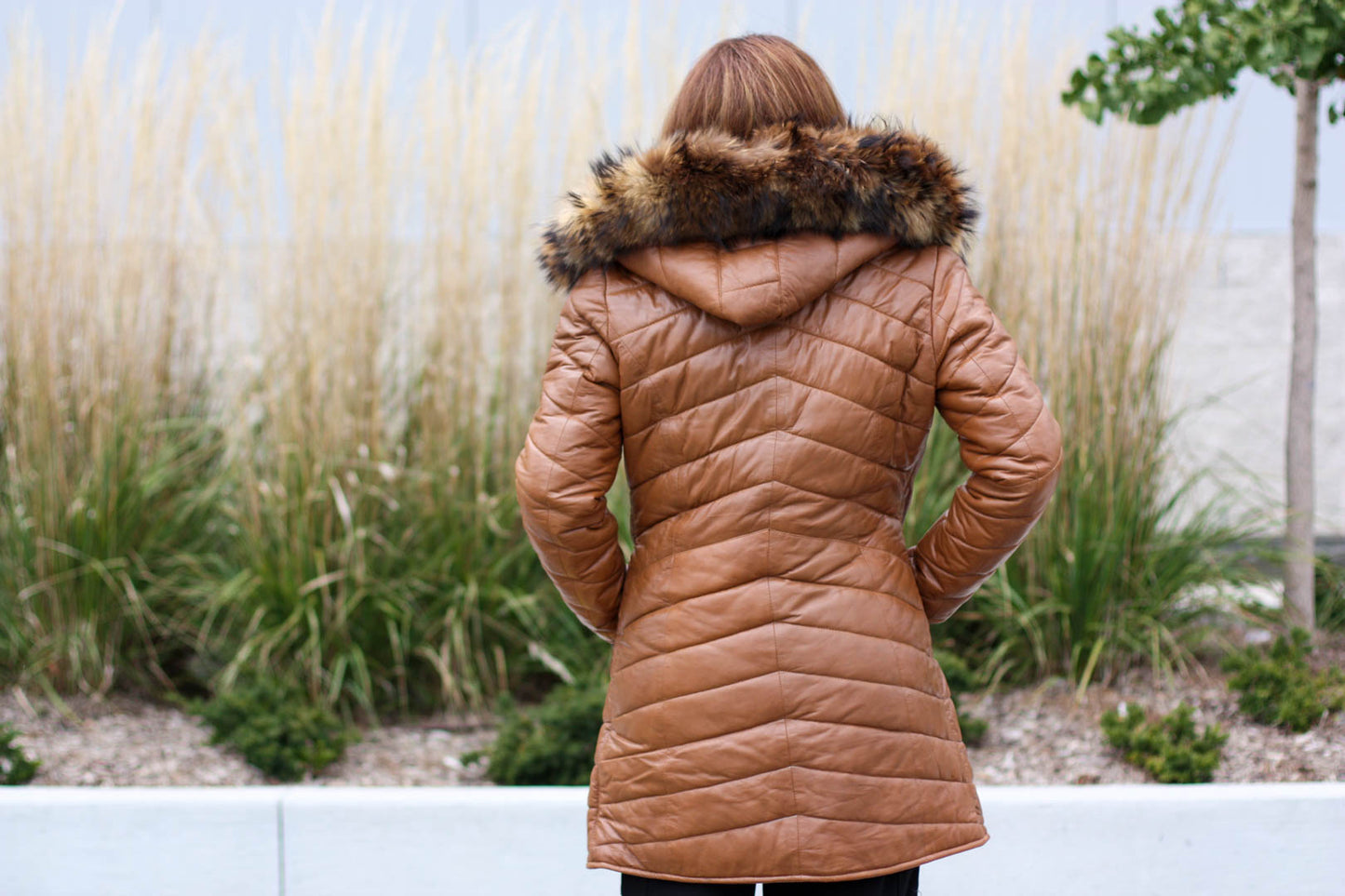 The Winter Puffer - tan/cognac coat