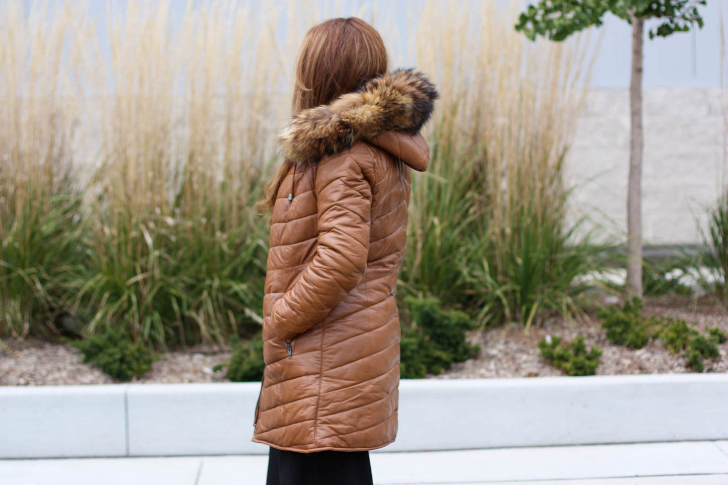 The Winter Puffer - tan/cognac coat