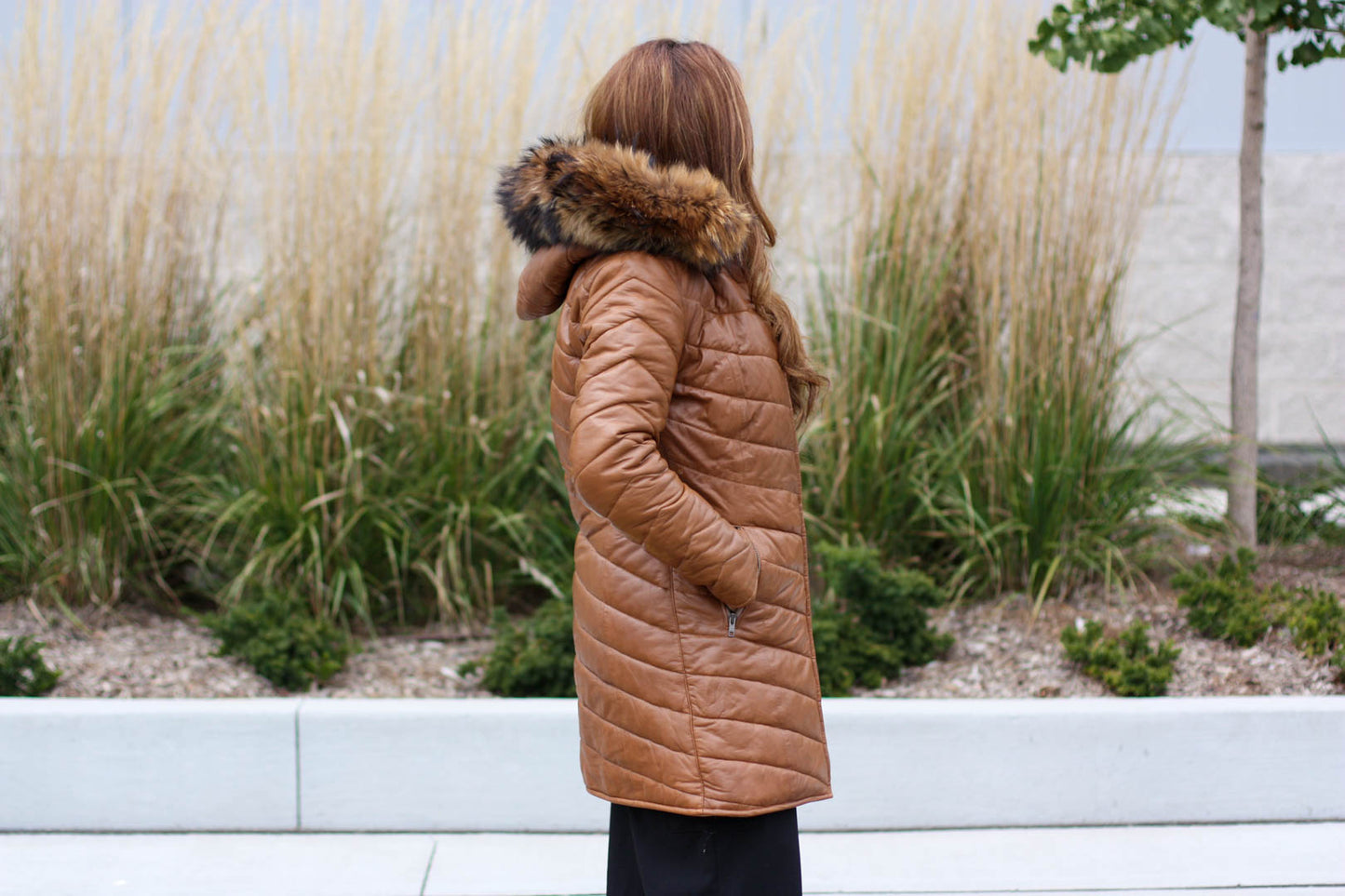 The Winter Puffer - tan/cognac coat