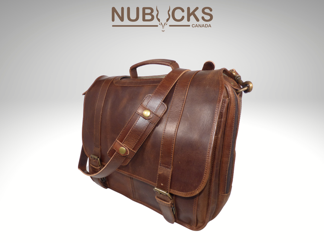 The Messenger Briefcase Laptop work bag Nubucks Canada