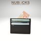 nubucks canada card keeper back view with 6 cards and $50 bill in cash slot